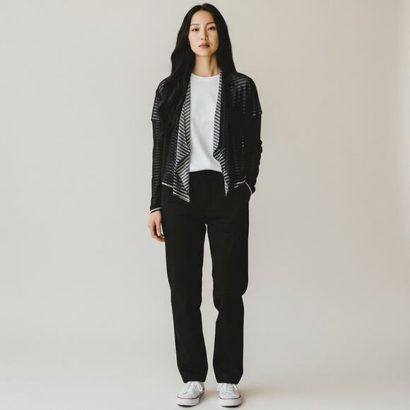 Chico's Sweaters - Chicos Cardigan Women's Size 3 US XL Double Layer LS Draped Open Waterfall Hem